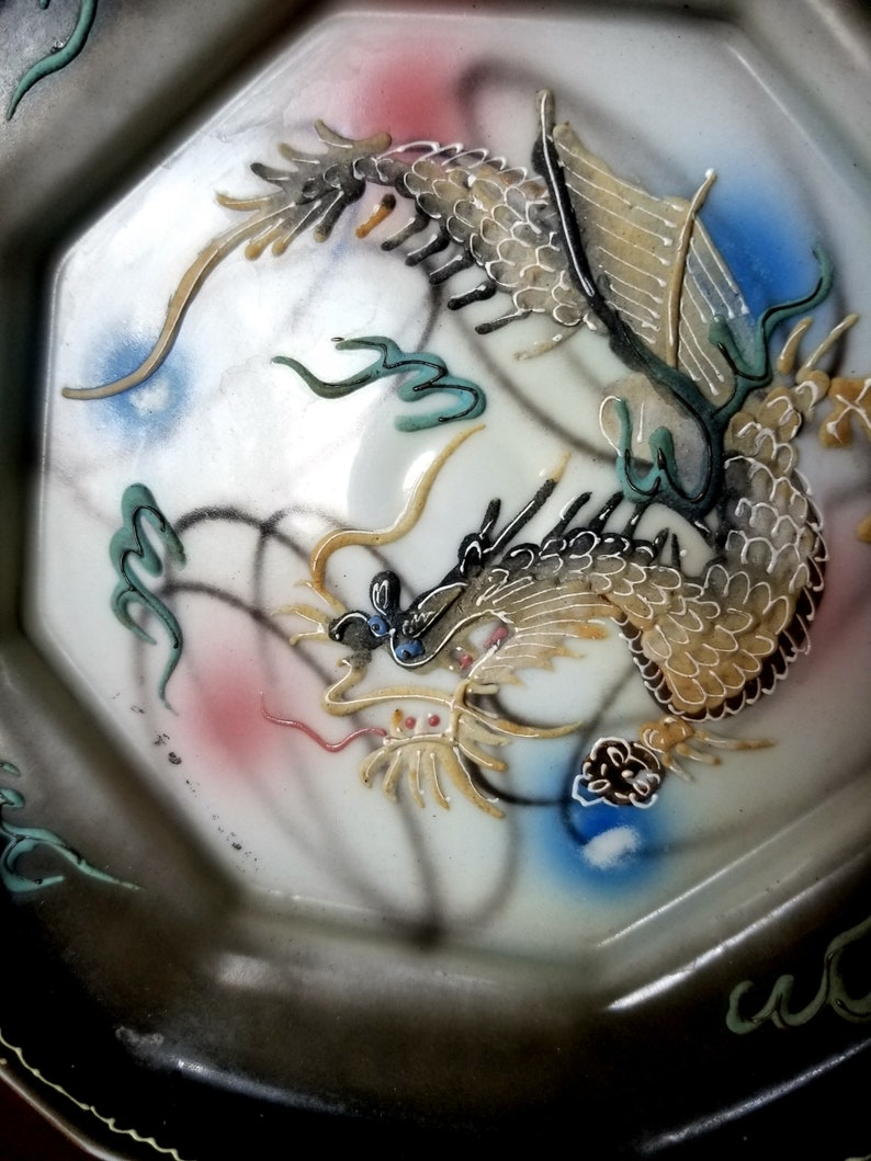 VINTAGE Maruku China Moriage Dragonware Bowl