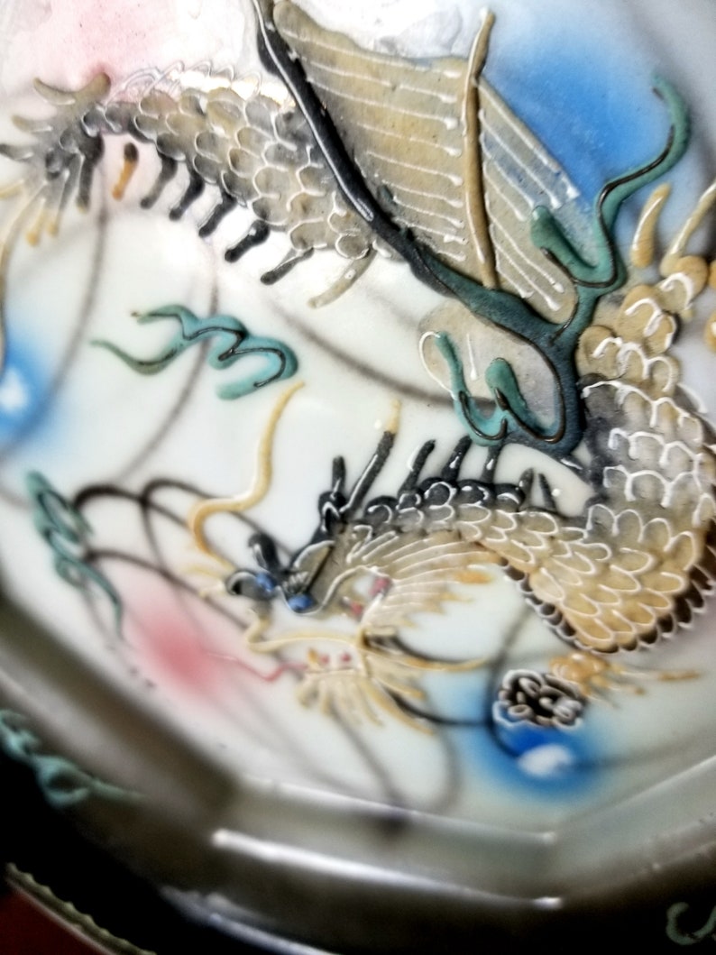 VINTAGE Maruku China Moriage Dragonware Bowl