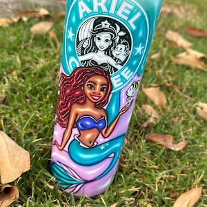 Ariel Coffee Fluffy 3D 20oz Skinny Tumbler, Ariel , Tumbler, Sublimation Tumbler, Disney, Starbucks Coffee