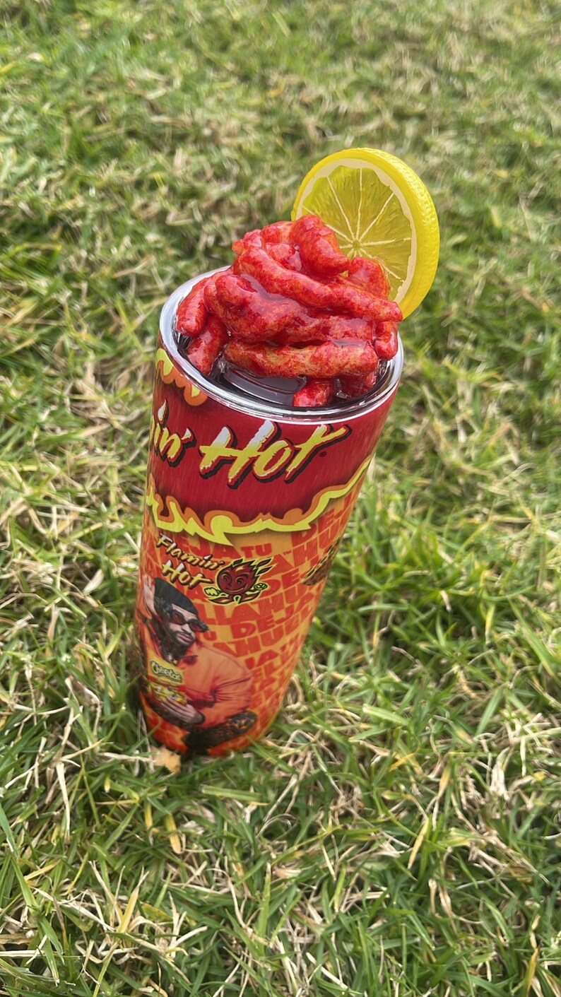 Bad Bunny Flamin Hot Cheetos 20oz Skinny Tumbler With 3D Lid, Bad Bunny ...