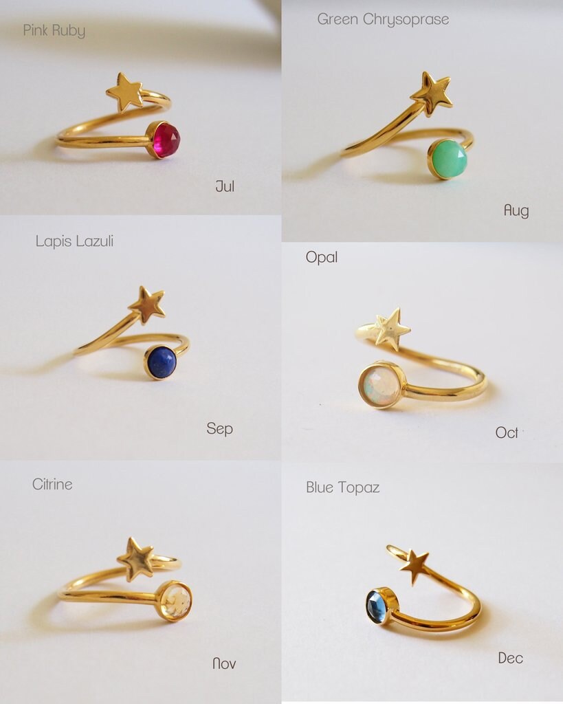 Star Ring, Birthstone Ring, Dual Ring, Statement Ring, Gemstone Ring ...