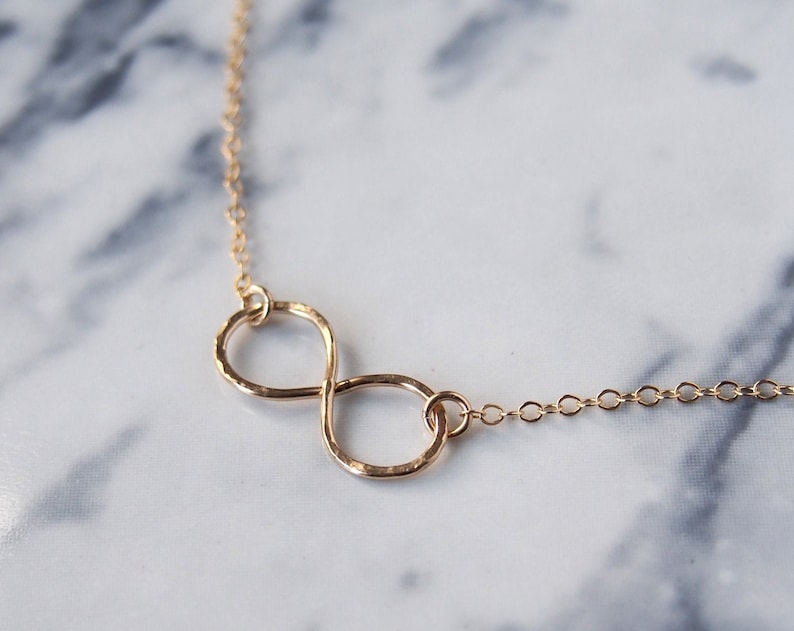 Hammered Infinity Necklace Dainty Necklace Hammered Gold - Etsy
