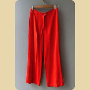 Vintage 1970s Red Flares / Wide Leg Pants / Trousers S-M