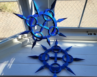 Axel's Chakrams, 3D printed, fully assembled pair | Kingdom Hearts inspired, unfinished surface with visible 3D print layer lines. See Pics.