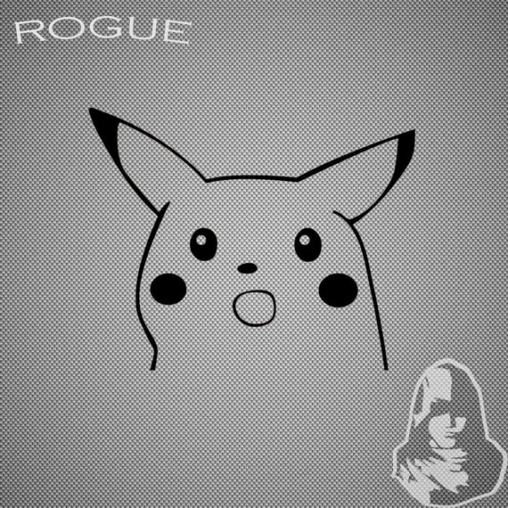 A meme using a blackened version of Pikachu, one the main