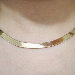 10K Solid Gold Herringbone Chain / Solid Yellow Gold Chain / Herringbone Necklace / Thick Gold Chain / 6 mm