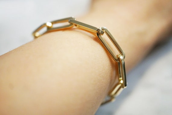 14k Gelbgold 6mm Büroklammer Kette Rolo Länglich Link Kabel