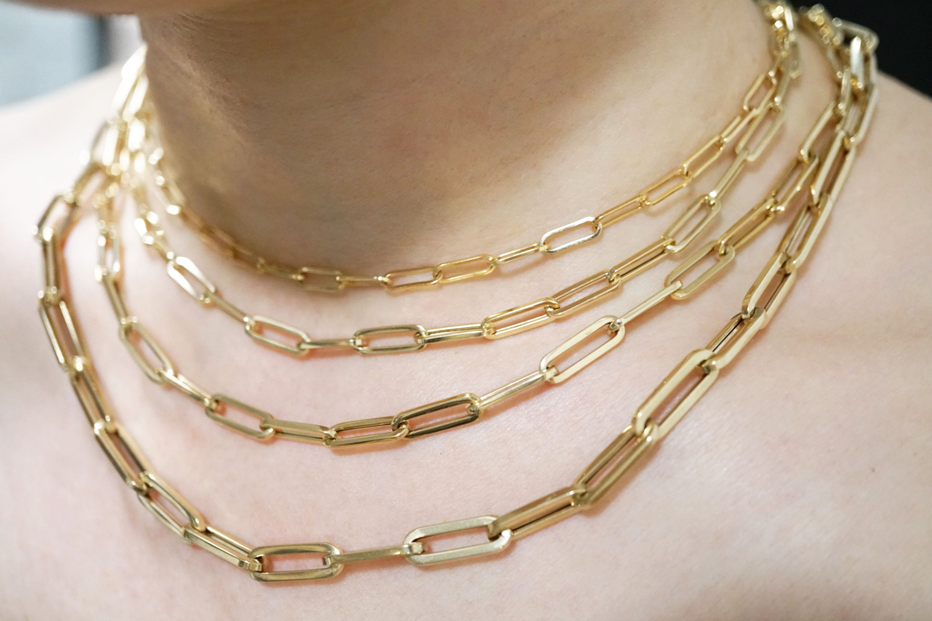 14K Italian Solid Gold Hollow Paperclip 