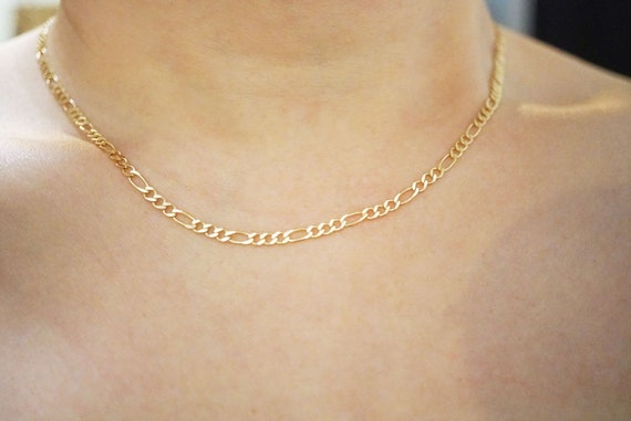 14K Hollow Gold Figaro Chain / 16 