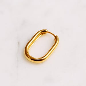 14K Solid Gold huggie Earrings / huggie earrings / Paperclip hoop / real gold / hoop earrings / Huggies  / mini Hoop / 13.3 mm x 18.7 mm #R