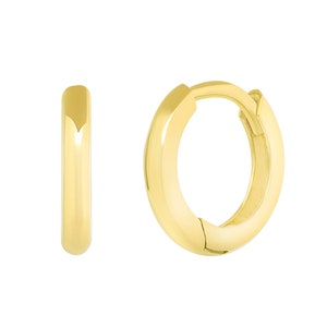 Solid 14K Gold Hoop Huggie Earrings 10 mm diameter #B