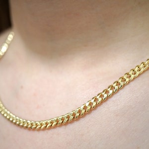 10K Hollow Gold Cuban Chain / Yellow Gold Chain / Cuban Necklace / Thick Gold Chain / 4.4 mm wide / Miami Cuban Chain