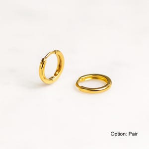 18K Solid Gold huggie Earrings / Dainty huggie earrings / 6mm inner / small hoop / Fine jewelry / Tiny hoop earrings / mini Hoop / 9 mm #N