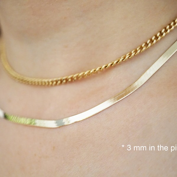 10K Solid Gold Herringbone Chain / Solid Yellow Gold Chain / Herringbone Chain / Thick Gold Chain / 3 mm (in the pic) 4 mm 5 mm