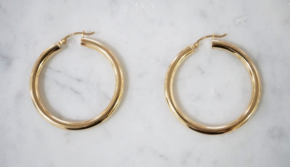 Large 10k cheap gold hoop earrings