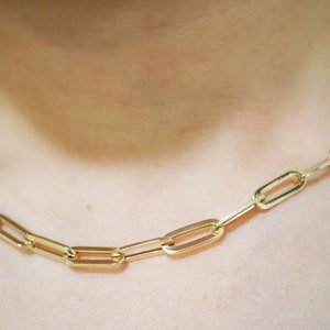 14K Gelbgold Büroklammer Halskette (4.9 mm x 14 mm)
