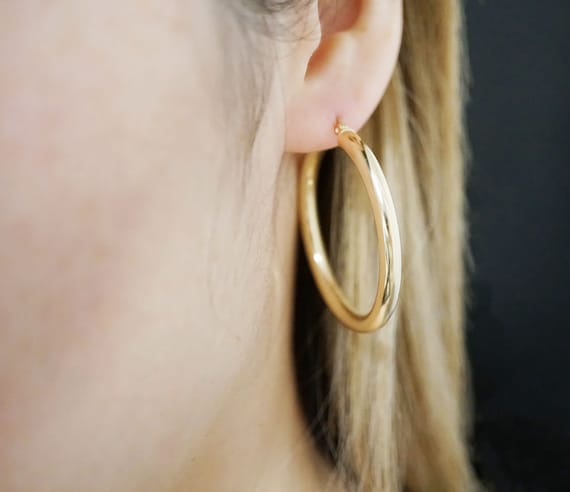 14 karat gold hoop earrings large deals