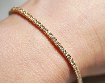 14K Solid Gold Lab Grown Diamond Tennis Bracelet VS diamond Fine jewelry approx 2 ct 7"