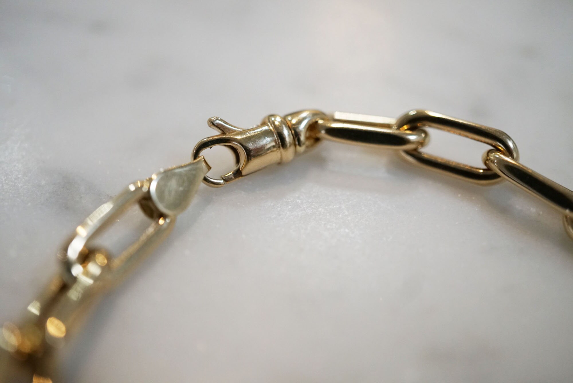 14K Gold Hollow Paper Clip Chain Bracelet / 7 Hollo Etsy
