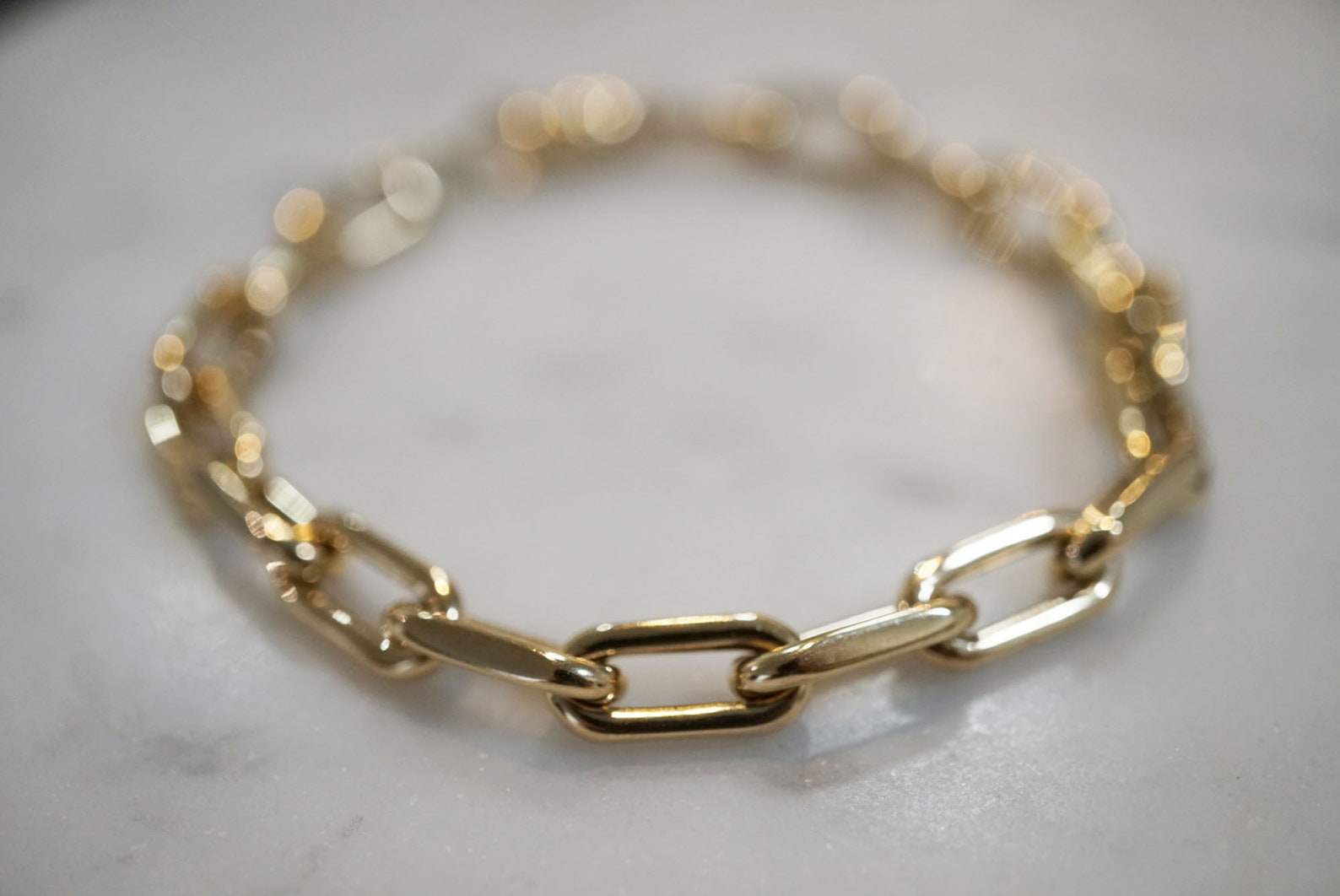14K Gold Hollow Paper Clip Chain Bracelet / 7 Hollo Etsy