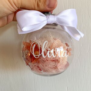 Personalised Christmas Bauble, Dried Flower Bauble, Preserved Floral Decoration