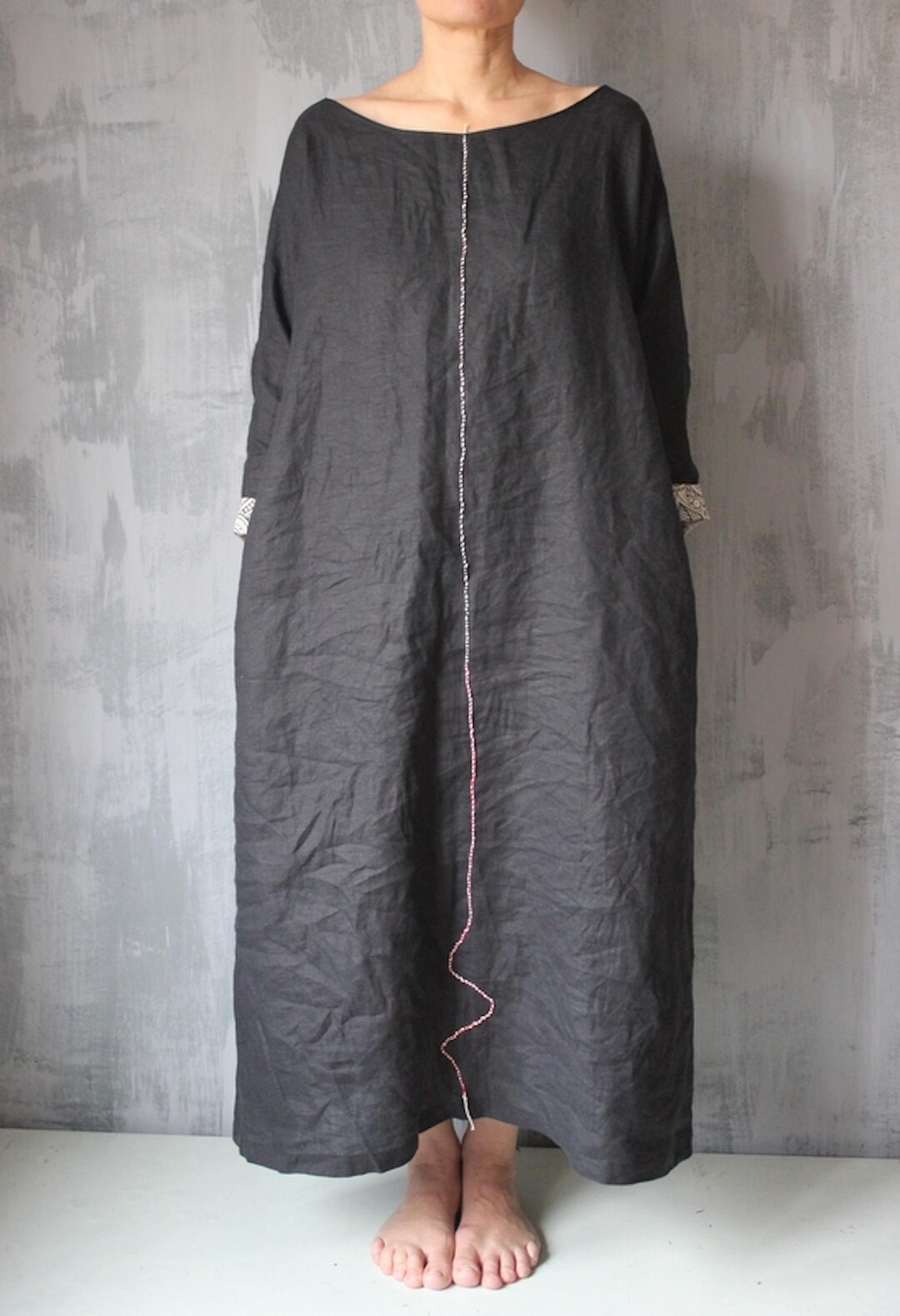 Nashville Patttern Boho Linen Maxi Dress - 100 Percent Linen One Size Fits Most For Everyday Comfort