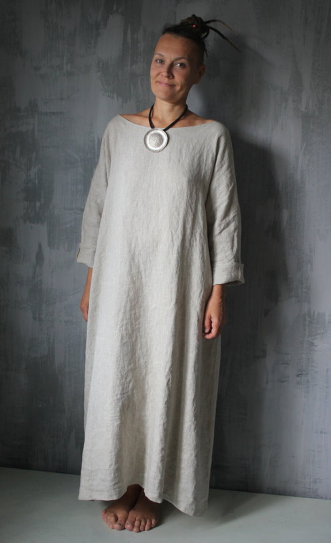 Loose Linen Dress.natural Linen Color.custom Length.maxi Linen - Etsy