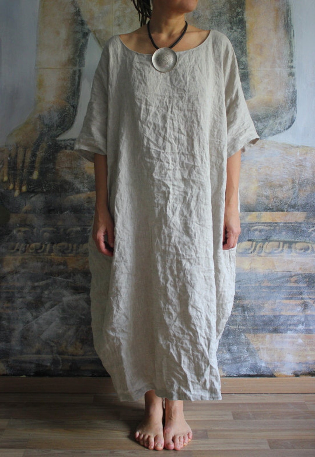 Loose Natural Linen Color Dress. Plus Size Boho Dress.custom - Etsy