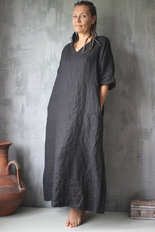 Honey Angelica Linen Dress.custom Length.maxi Boho Linen - Etsy