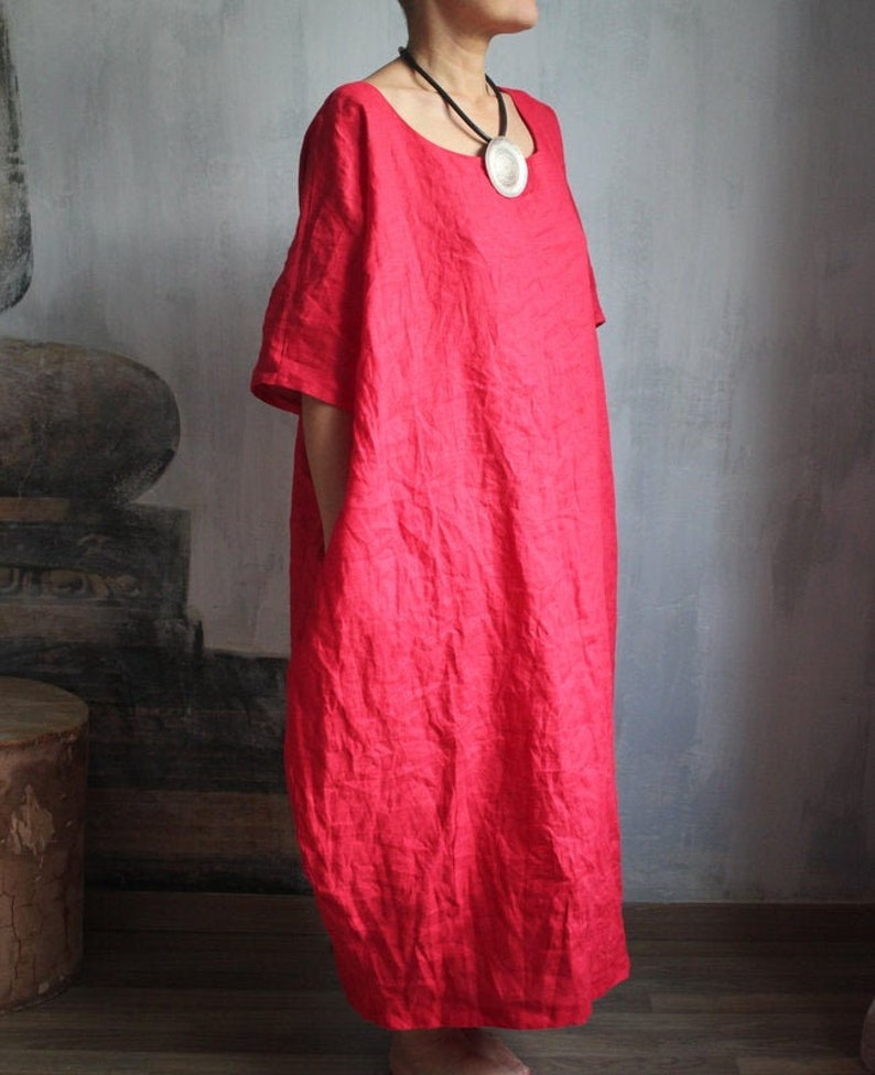 Loose Natural Linen Color Dress. Plus Size Boho Dress.custom - Etsy