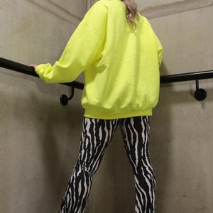 90s Y2K Neon Fluorescent Yellow Ying Yang Sweatshirt Festival Hangover image 6