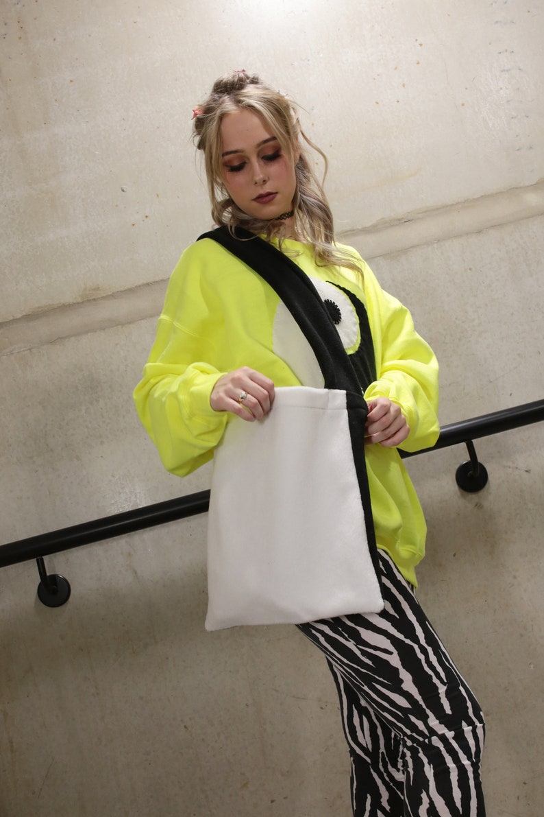 90s Y2K Neon Fluorescent Yellow Ying Yang Sweatshirt Festival Hangover image 5