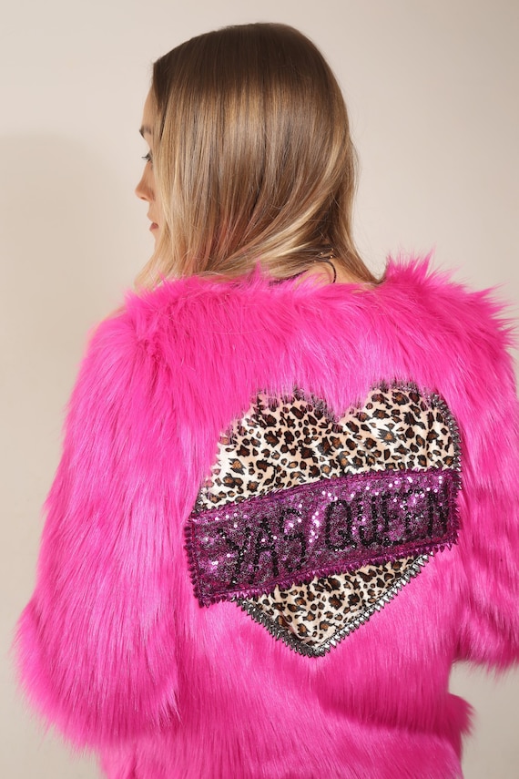 Hot Pink Faux Fur Classic 5 Row Jacket 