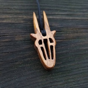 Goat Pendant Necklace, Geometrical Pendant Necklace, Geometrical Goat, Geometrical Animal Necklace Pendant, Wooden Goat Pendant Necklace
