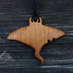 Manta Ray Necklace Pendant, Ocean Inspired Pendant Necklace, Sea Inspired Necklace Pendant, Summer Necklace Pendant, Handmade Wooden Pendant