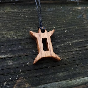 Gemini Necklace Pendant, Horoscope Necklace Pendant, Wooden Horoscope Necklace Pendant, Wooden Gemini Sign, Wooden Gemini Pendant Necklace