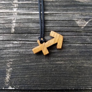 Sagittarius Pendant Necklace, Zodiac Pendant Necklace, Horoscope Sign Necklace Pendant, Wooden Handmade Necklace Pendant, Archer Pendant