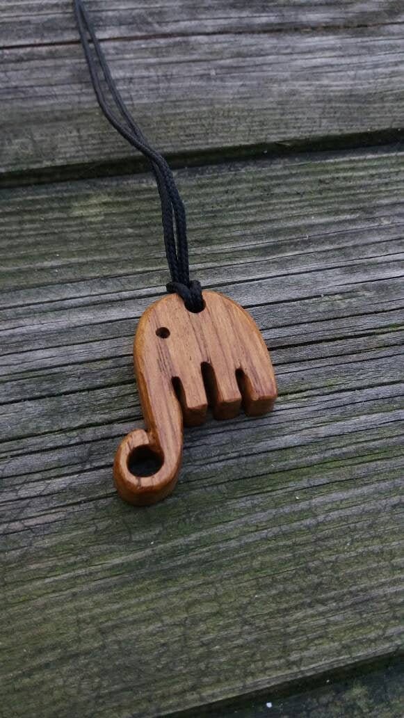 Elephant Necklace Elephant Pendant Wooden Elephant Necklace Etsy