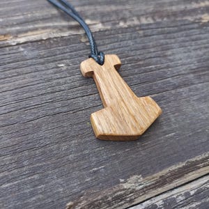Thors Hammer, Mjolnir, Wooden Mjolnir Necklace Pendant, Thors Hammer Pendant Necklace, Pagan Jewelry, Viking Jewelry, Simple Thors Hammer