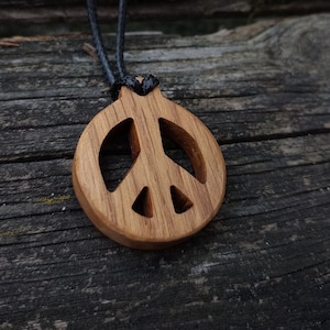 Peace Necklace Pendant, Peace Sign Necklace, Wooden Peace Sign, Hippy Jewelry, Peace Symbol, Hippy Necklace, Gift Necklace Pendant