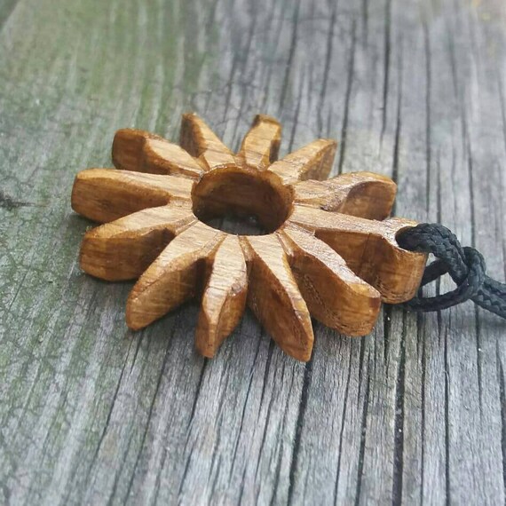 Sun Pendant Sun Necklace Wooden Sun 