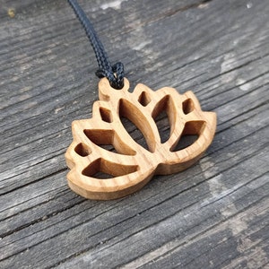 Lotus Flower Pendant, Lotus Flower Necklace, Wooden Lotus Necklace, Yoga Necklace, Zen Necklace, Zen Pendant, Gift Necklace Pendant