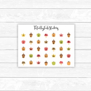 DC-98 // Small Fall Acorns Number Planner Stickers