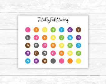DC-35 // Small Circle Number Planner Stickers