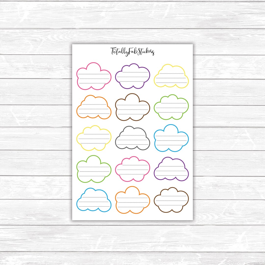 FU-79 // Cloud Shaped Note Box Planner Stickers - Etsy