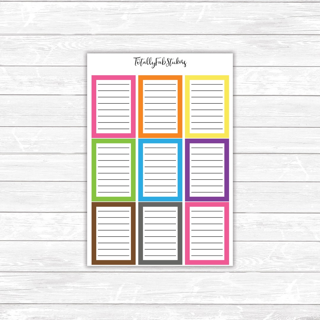 FU-60 // Lined Full Box Flag Planner Stickers - Etsy