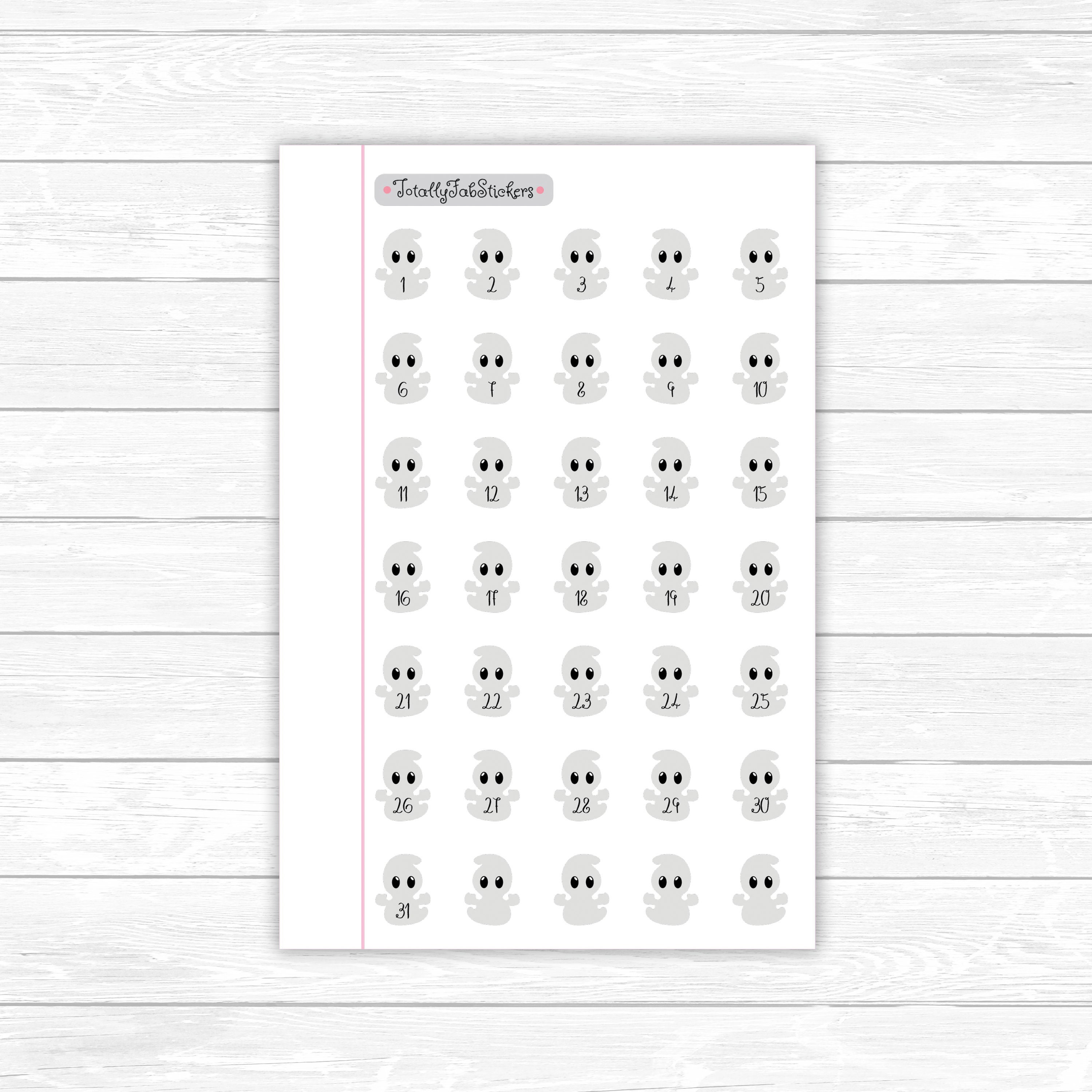 Ghost Number Stickers for Undated Planners . Perfect for | Etsy