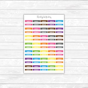 May include: A sheet of colorful stickers with the text "Totally Fab Stickers" at the top. The stickers are rectangular and have the text "Calories In" and "Calories Out" in white on a variety of colored backgrounds.