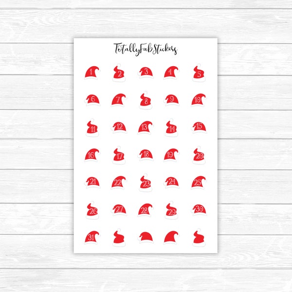 DC-54 // Christmas Santa Hat Number Planner Stickers