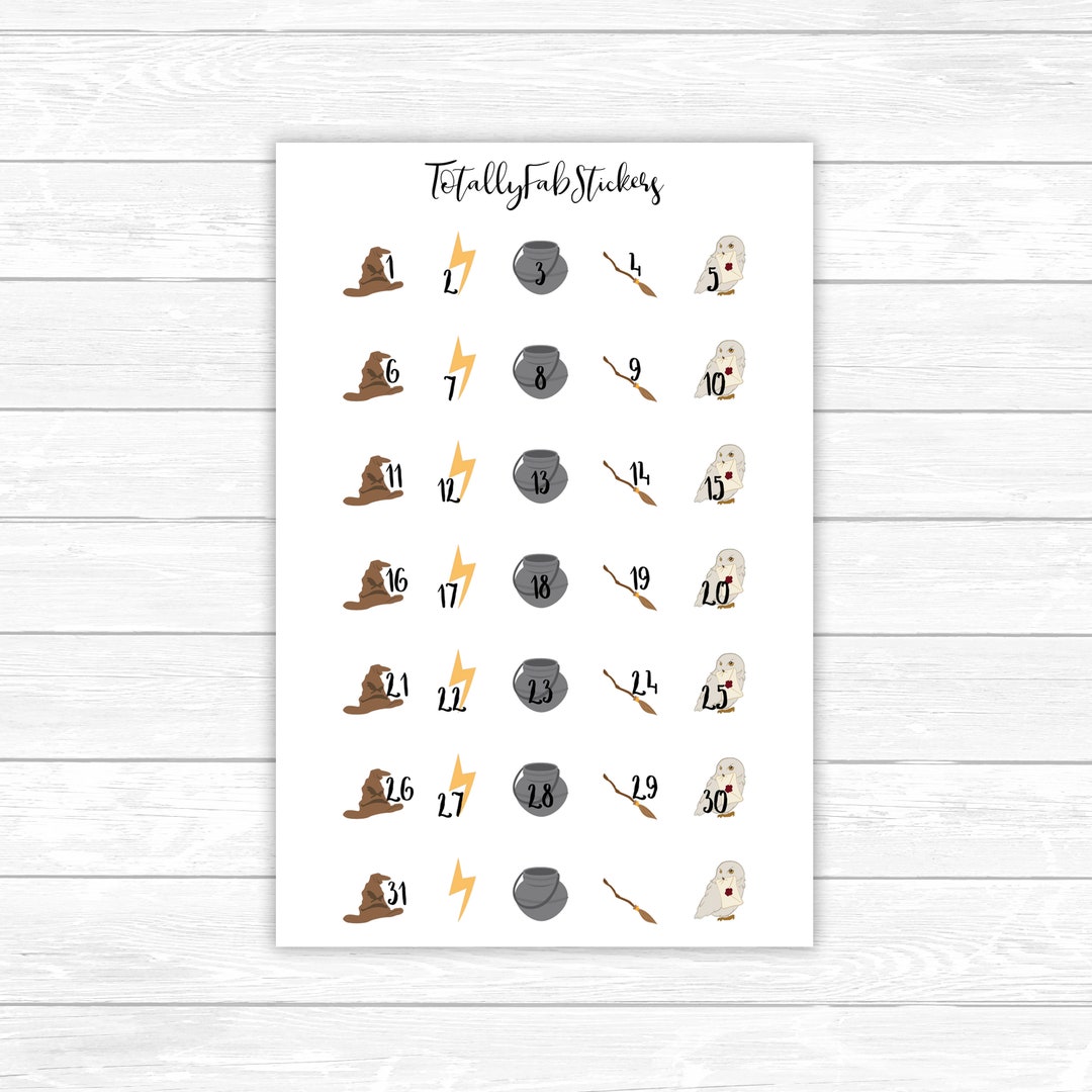 DC20 // Cool Wizard Number Planner Stickers Etsy